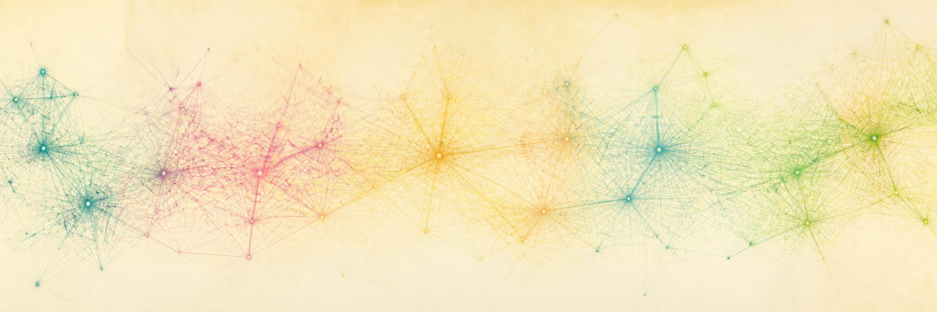 Abstract spectrum lattice of glowing nodes and connecting threads